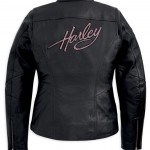 Women's Pink Label Embellished Leather Jacket BACK 98022_12VWB